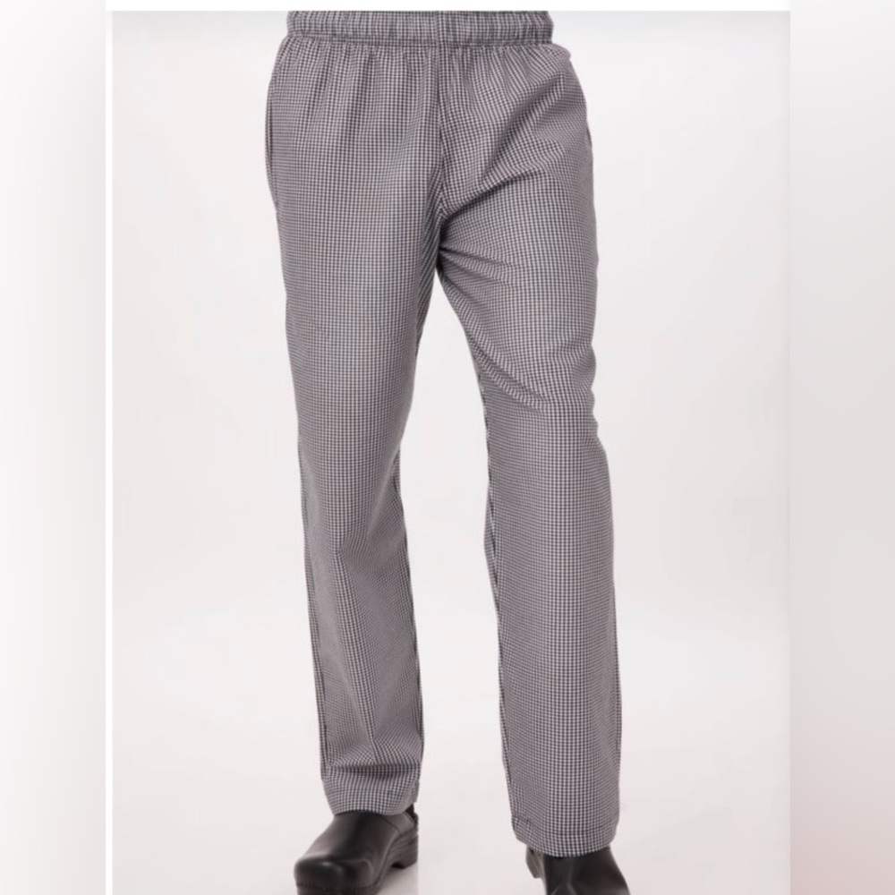Chef Works Pants Black White Checkered Chef Cook Uniform Pockets Drawstring